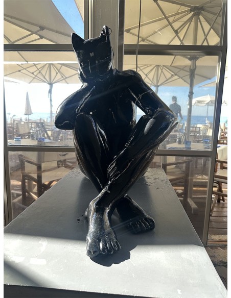 Sculpture Cat lady noire - Pari RAVAN